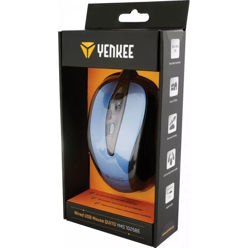 Yenkee YMS 1025BE QUITO USB laidinė pelė, optinė, simetriška, mėlyna