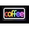 Neoninis LED užrašas ActiveJet AJE-NEON COFFEE, daugiaspalvis, USB 5V, montuojamas ant paviršiaus, AS plastikinis rėmas