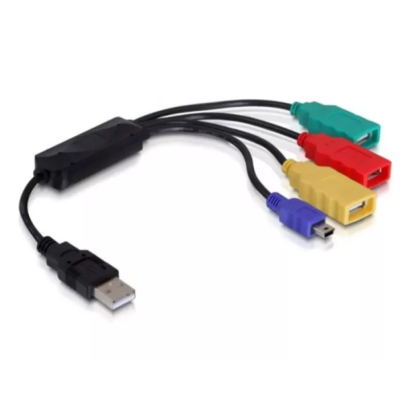DeLock USB 2.0 išorinis 4 prievadų kabelinis USB šakotuvas - šakotuvas - 4 x USB 2.0 - stalinis (61724)