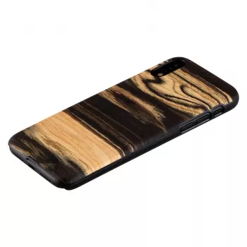 Dėklas iPhone XR man and wood – balta juoda medinė nugarėlė, apsauginis korpusas