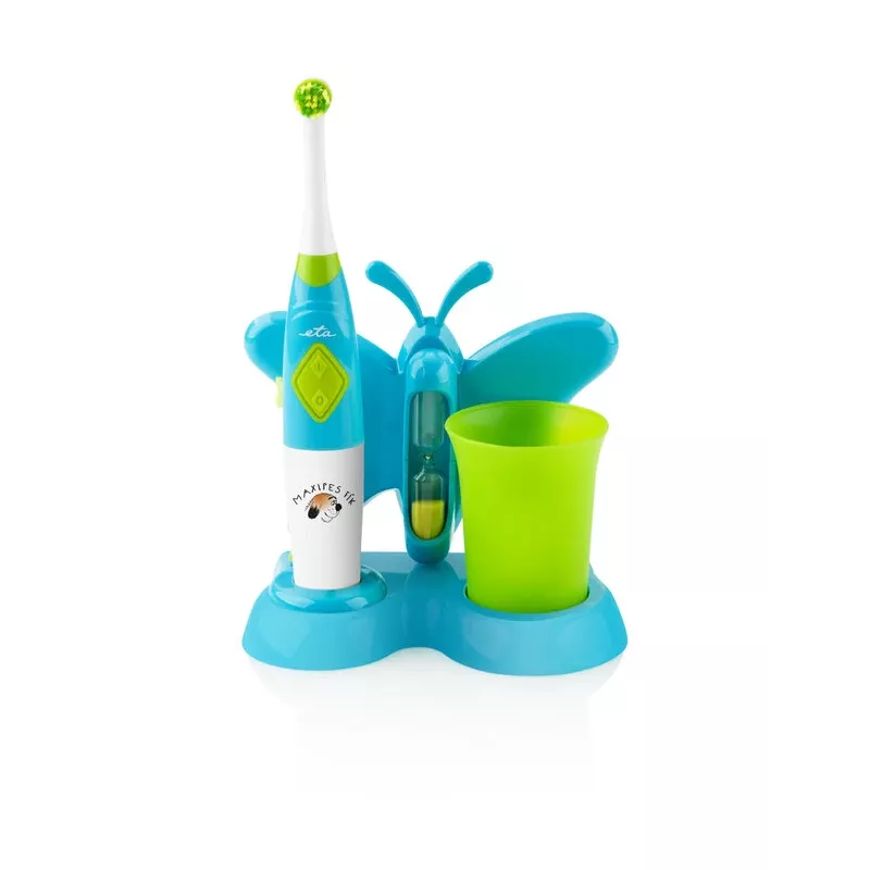 Vaikiškas sukamoji-osciliuojantis dantų šepetėlis Eta Tooth Fairy 1294 90080 mėlynas žalias baltas