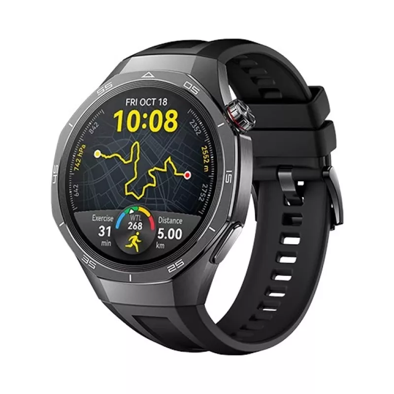 Išmanusis laikrodis HUAWEI WATCH GT5 Pro 46mm — 1,43 colio AMOLED ekranas, GPS, 524 mAh baterija, titano korpusas, juodas dirželis