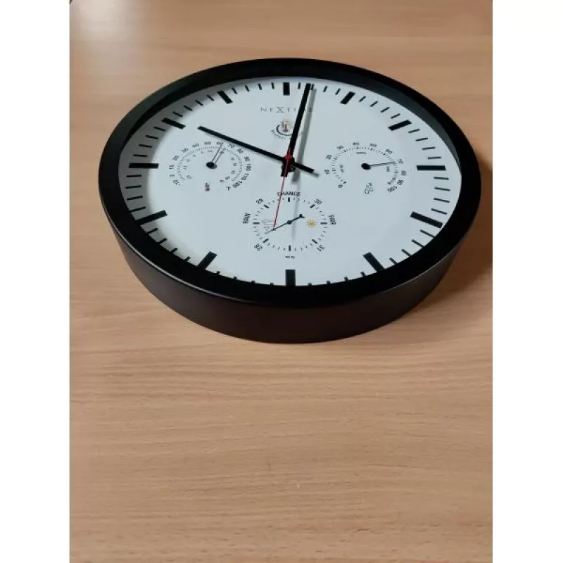 NeXtime klok 2635zw orų stotelė, Ø34 cm, sieninė, juoda