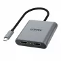 UNITEK adapteris USB-C, 2x HDMI, 4K@60Hz, MST, V1404B