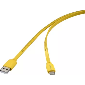 Renkforce USB kabelis USB 2.0 USB-C kištukas USB-A kištukas Geltonas Masinis spausdinimas metrinis (RF-6721076)