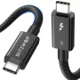 USB-C kabelis BlitzWolf BW-HDC8 240W 0,5 m — juodas, didelės galios USB-C į USB-C krovimui/duomenims