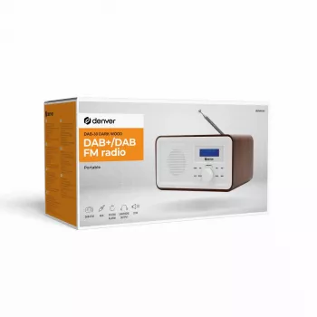 Stalinis radijo imtuvas DENVER DAB-30DW DAB/FM, tamsaus medžio apdaila