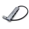 USB-C stotelė Unitek H1208B – 1x USB-A 5 Gbps, 3x USB-A 2.0, USB-C jungtis, aliumininis korpusas, 0,20 m laidas