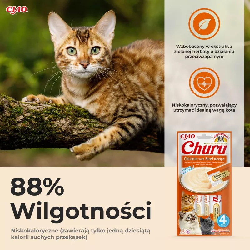 INABA Churu Vištiena su Jautiena receptas - kačių skanėstai - 4x14 g