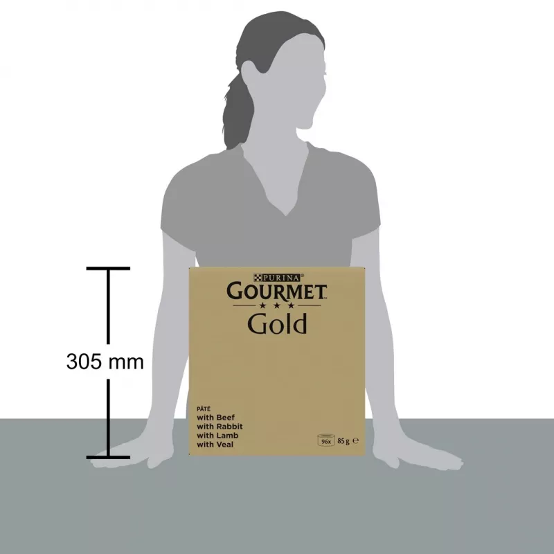 Šlapias kačių ėdalas Purina Nestlé GOURMET Gold Mus Mix – 96 x 85 g, 4 skoniai, suaugusioms katėms, 77,5 % drėgmės