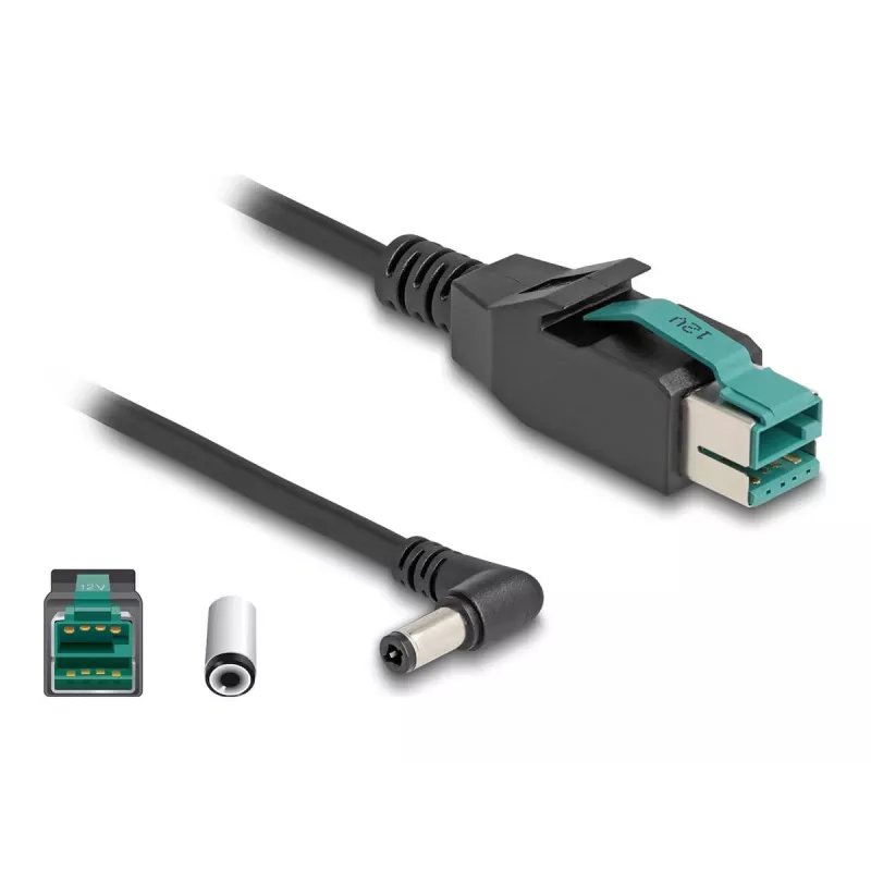 DeLOCK PoweredUSB kabelis vyriškas 12 V į DC 5,5 x 2,5 mm vyriškas kampuotas 1 m