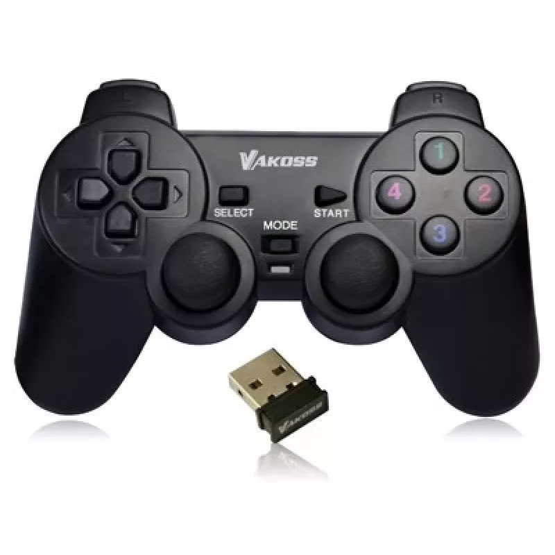 Belaidis žaidimų pultas VAKOSS GP-3925BK juodas RF analoginis/digitalinis PC ir PlayStation 3, 12 mygtukų, 2,4 GHz, nano imtuvas