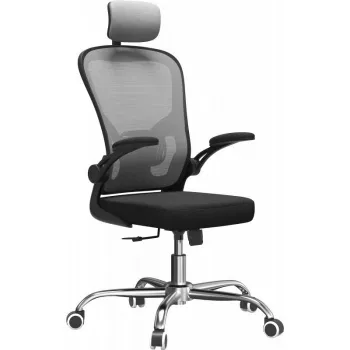 Biuro kėdė top e shop DORY SZARY – minkšta sėdynė, tinklinis atlošas, 650×620 mm, aukštis iki 122 cm