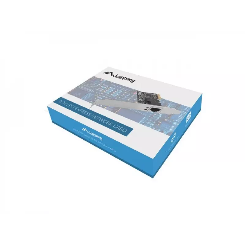 Vidinė tinklo plokštė LANBERG PCE-1GB-201, PCI Express, 1× RJ-45 Gigabit (1000 Mbit/s), juoda