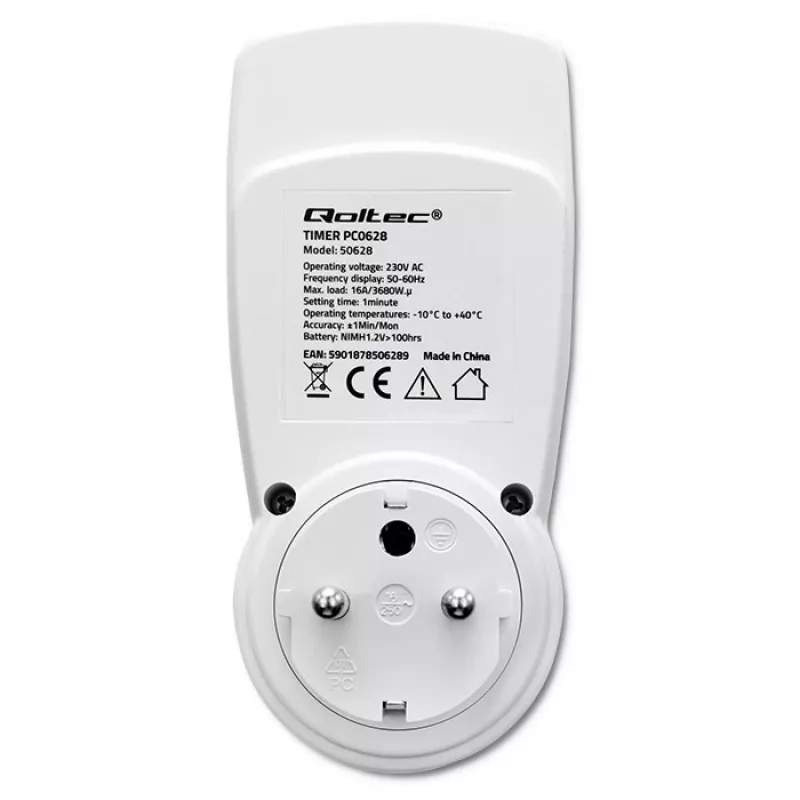 Elektroninis laikmatis QOLTEC PC0628 su LCD ekranu, 24 valandų atgalinis skaičiavimas