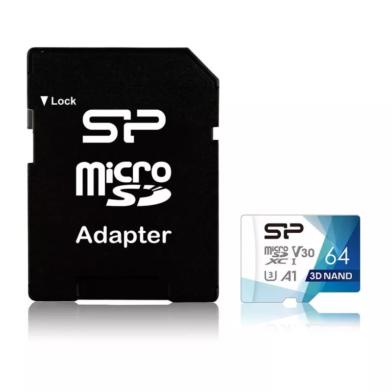 MicroSDXC atminties kortelė Silicon Power Superior Pro 64GB UHS-III U3 V30 100/80 MB/s su SD adapteriu