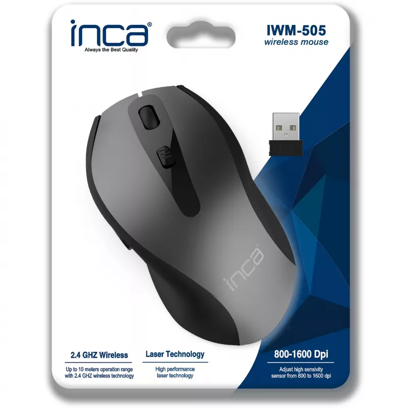 Cian Technology GmbH INCA Mouse IWM-505 ergonominė belaidė pelė, 1600 DPI, lazerinė, juoda