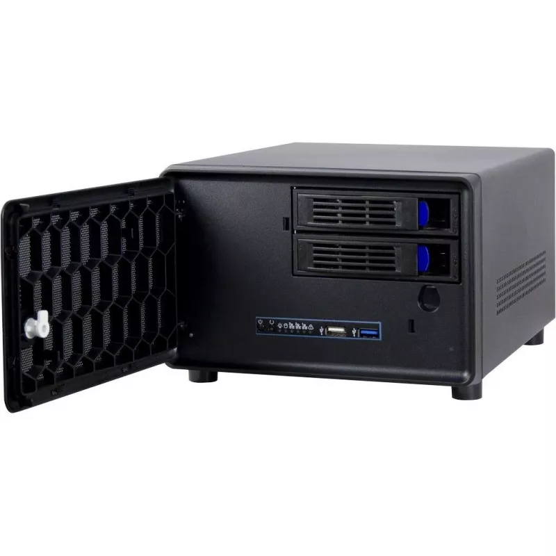 Inter-Tech SC-2100 – mažo formato (SFF) kompiuterio korpusas, juodas, Mini-ITX, plieninis, su veiklos, aliarmo, HDD, tinklo ir maitinimo indikatoriais (88887285)