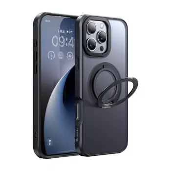 Apsauginis dėklas McDodo PC-4932 iPhone 16 Pro su integruotu stoveliu, juodas
