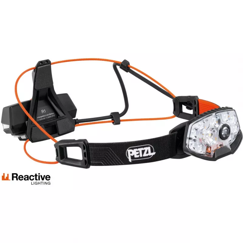 Petzl NAO RL juodos ir oranžinės spalvos LED 1500 lm USB įkraunamas galvos žibintas