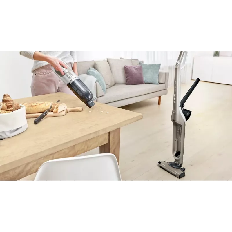 Bosch BBH3ALL23 belaidis 2-in-1 šluotinis siurblys, kamerinis, 0,4 l, šampano/spalvotas metalas