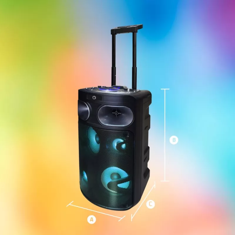Nešiojamas Bluetooth karaoke garsiakalbis MANTA SPK0803B140 140W, su baterija, MIC/USB/microSD, FM, ekvalaizeriu, ratukais