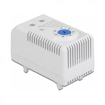 Termostatas DELOCK 66823, plastikinis korpusas IP20, 30 W, 250 V, 10 A, 43×60×33 mm, mėlynai pilkas