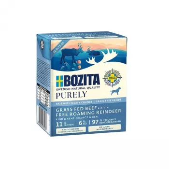 BOZITA Purely Paté Duoprotein Jautiena ir šiaurinis elnias - šlapias šunų maistas - 370g