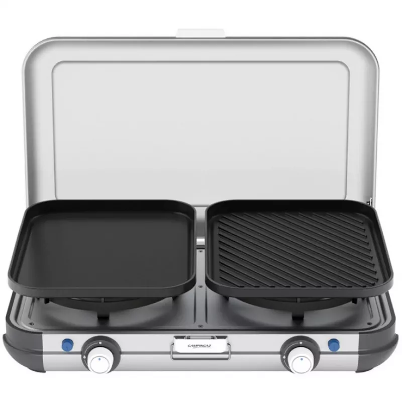Nešiojama kepsninė Campingaz 2213311 — 2 zonos, 5,4 kg, 490×350 mm, juoda/pilka/sidabrinė