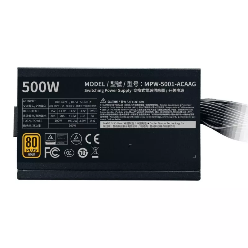Cooler Master MPW-5001-ACAAG-NL GOLD maitinimo blokas, ATX, 500W, 80 PLUS GOLD, 120mm, HDB, juodas