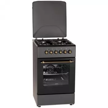 Dujinė/elektrinė viryklė MPM MPM-56-KRM-13, 4 kaitvietės, elektrinė orkaitė 58 L, mechaniniai rankenėlės, juoda
