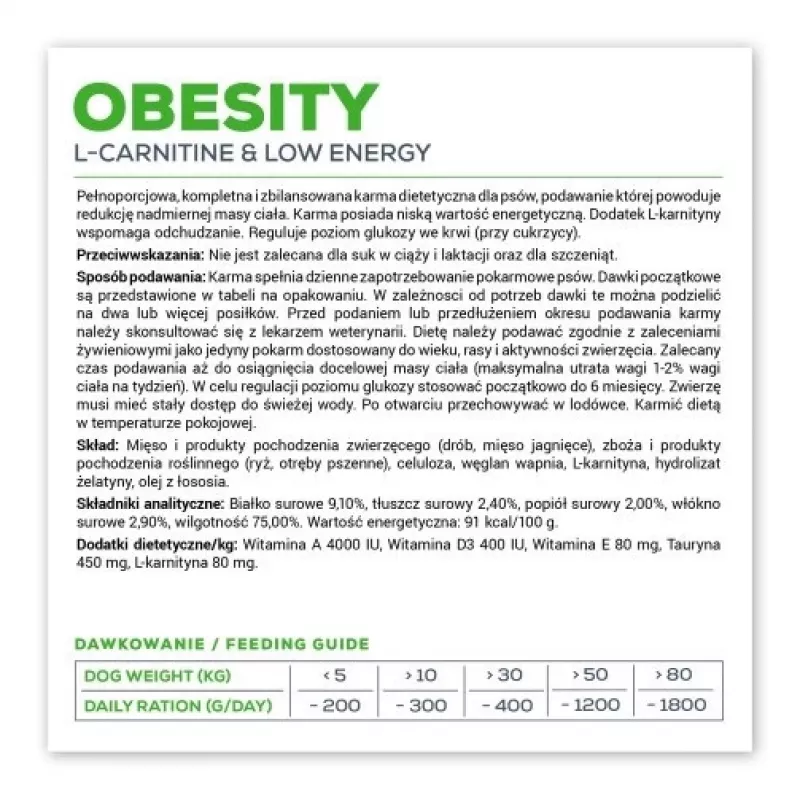 Šlapias šunų ėdalas VETEXPERT Veterinary Diet Obesity 400 g skardinė – paukštiena, suaugusiems, mažai riebalų, daug drėgmės