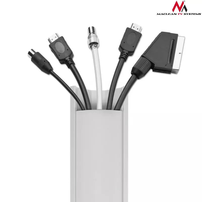 Kabelių lankstus vamzdis MACLEAN MCTV-575 grindims, baltas, 1,5 m, plotis 43 mm, aukštis 2,3–3,2 cm