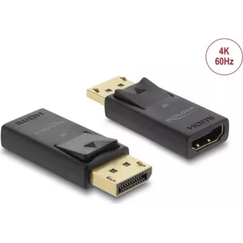 DELOCK aktyvus DisplayPort 1.2 į HDMI adapteris 4K HDR, vieno gabalo USB maitinamas laidas