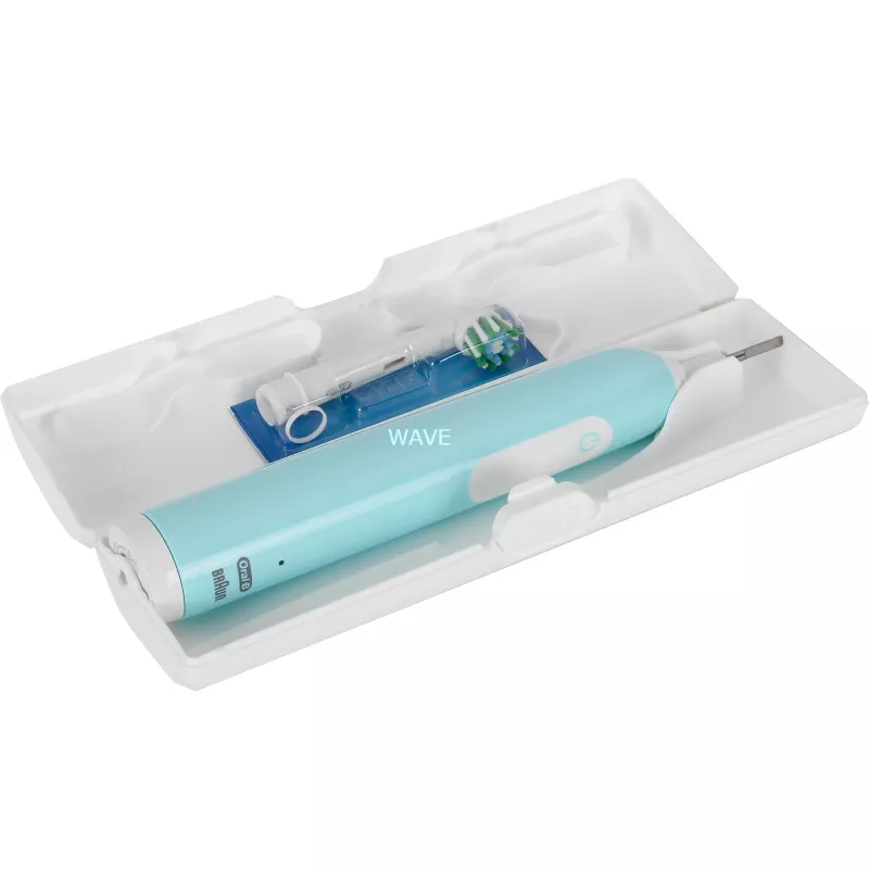 Oral-B Pro 1 Cross Action Caribbean Blue su kelioniniu dėklu, elektrinis dantų šepetėlis mėlynas