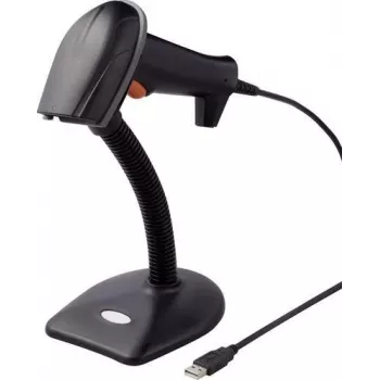 Renkforce 2D brūkšninių kodų skaitytuvas laidinis 1D, 2D lazerinis juodas rankinis skaitytuvas USB (RF-3376032)