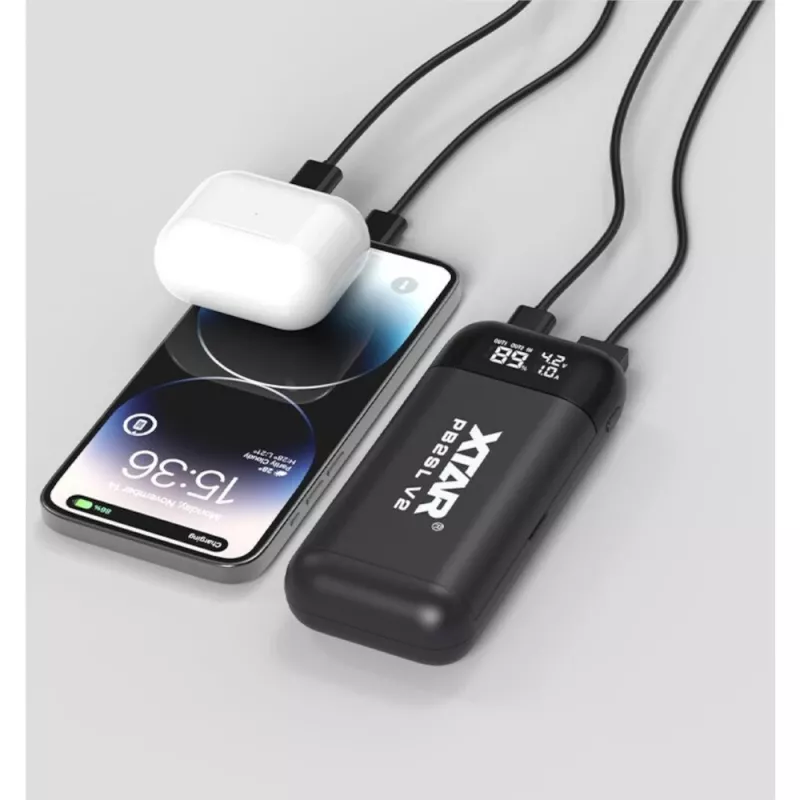 Įkroviklis / power bank ličio jonų baterijoms 18650 / 20700 / 21700 Xtar PB2SL V2 juodas