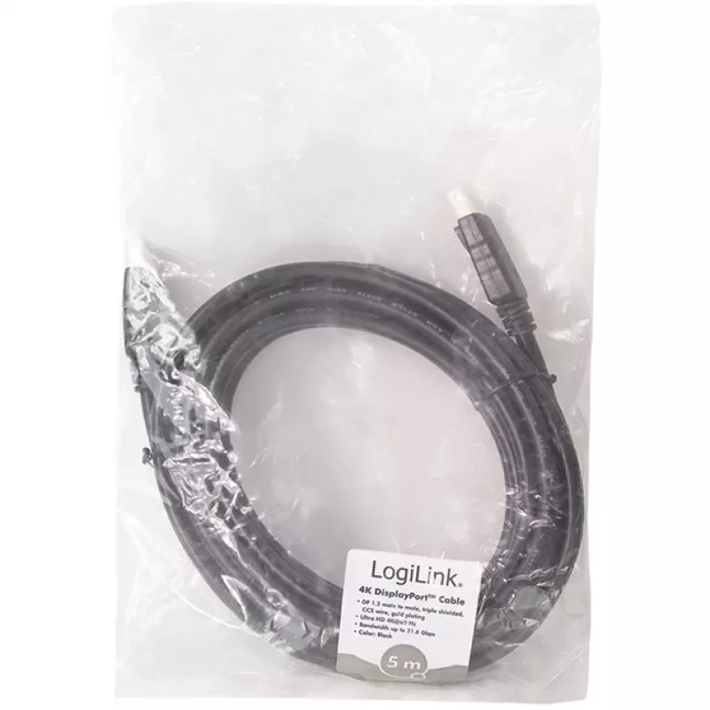 LogiLink CD0103 DisplayPort laidas DP/M į DP/M, 4K/60Hz, CCS, juodas, 5m (CD0103)