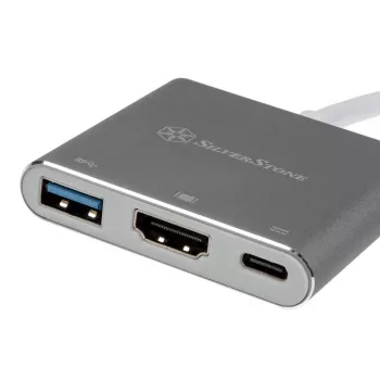 SilverStone SST-EP08C – USB 3.1 Type-C adapteris į HDMI / USB Type-C / USB Type A – sidabrinis