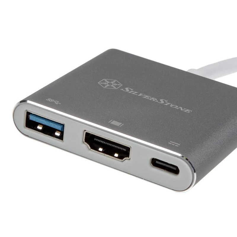 SilverStone SST-EP08C – USB 3.1 Type-C adapteris į HDMI / USB Type-C / USB Type A – sidabrinis