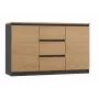 Komoda Topeshop 2D3S ANT/ART BA KPL – antracitas ir ąžuolas, 3 stalčiai