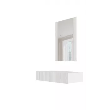 Tualetinis staliukas su veidrodžiu cama meble PAFOS 80×41,6×100 cm, baltas matinis, MDF rėmas, 1 stalčius
