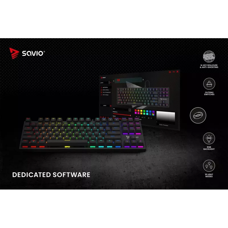 Mechaninė klaviatūra RGB Tempest X2 Outemu Blue Savio Savgk-tempest X2 Bl