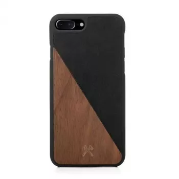 Apsauginis dėklas iš medžio ir odos Woodcessories EcoSplit, skirta iPhone 7 Plus / 8 Plus — Riešutas Juoda
