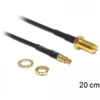 Koaksialinis kabelis DeLOCK 88483 RG-174 0,2 m RP-SMA TS-9 Juodas