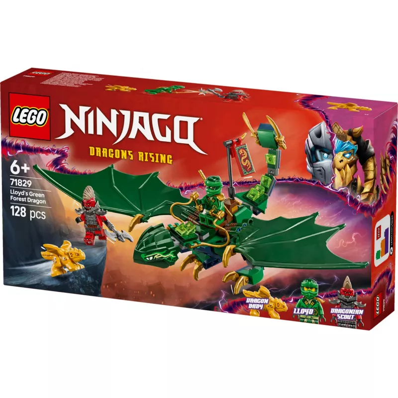 Konstrukcinis žaidimų rinkinys LEGO NINJAGO 71829 Lloyd's Green Forest Dragon, 128 dalių, 2 minifigūrėlės, nuo 6 metų