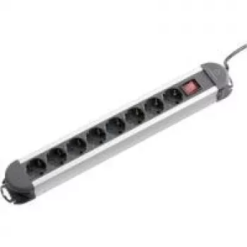 Maitinimo juosta Renkforce 815A-CMB, 8 lizdai, juoda/sidabrinė, su jungikliu
