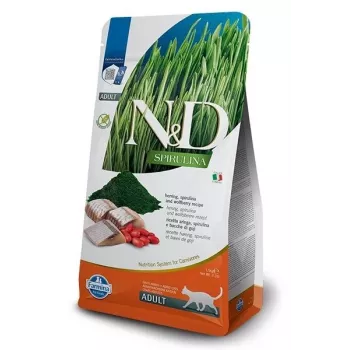 Sausas kačių ėdalas Farmina N&D Spirulina Herring 1,5 kg – be grūdų, 44% baltymų, 20% riebalų