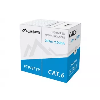 LANBERG tinklo kabelis Cat6 SFTP LCS6-11CU-0305-S, 305 m, 23 AWG, pilka, PVC apvalkalas