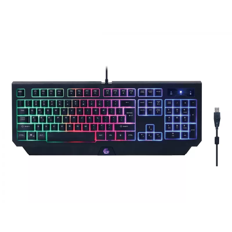 Žaidimų klaviatūra GEMBIRD GGS-UMGL4-01 pilno dydžio USB QWERTY 104 klavišų US anglų išdėstymo su pele, juoda